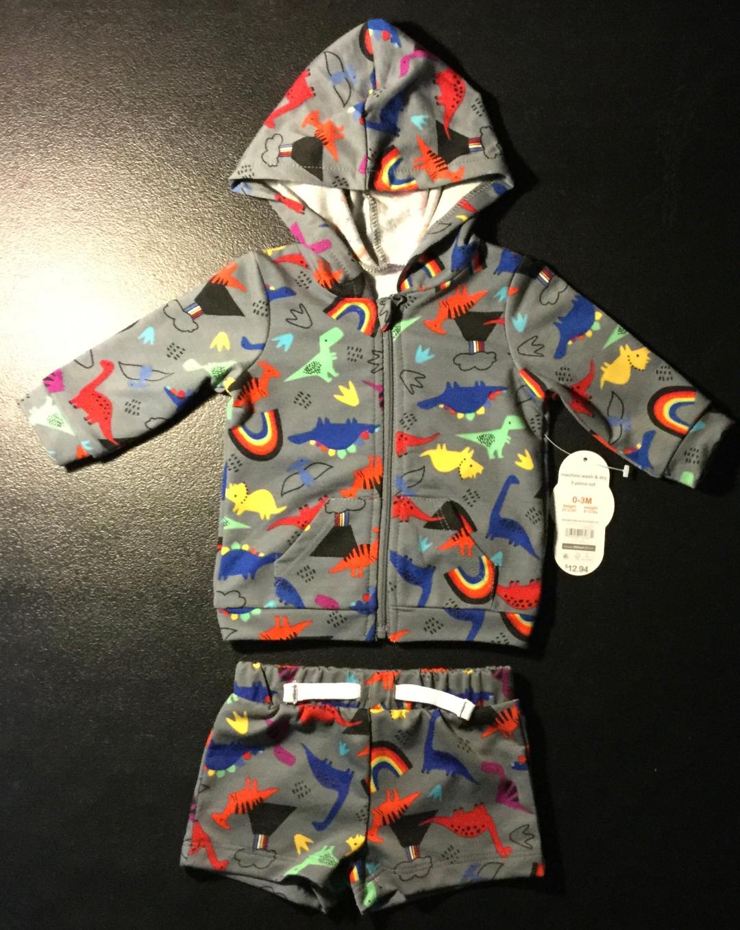 WONDER NATION - New With Tag - WN Dino Print Active Hoody Set 0-3M