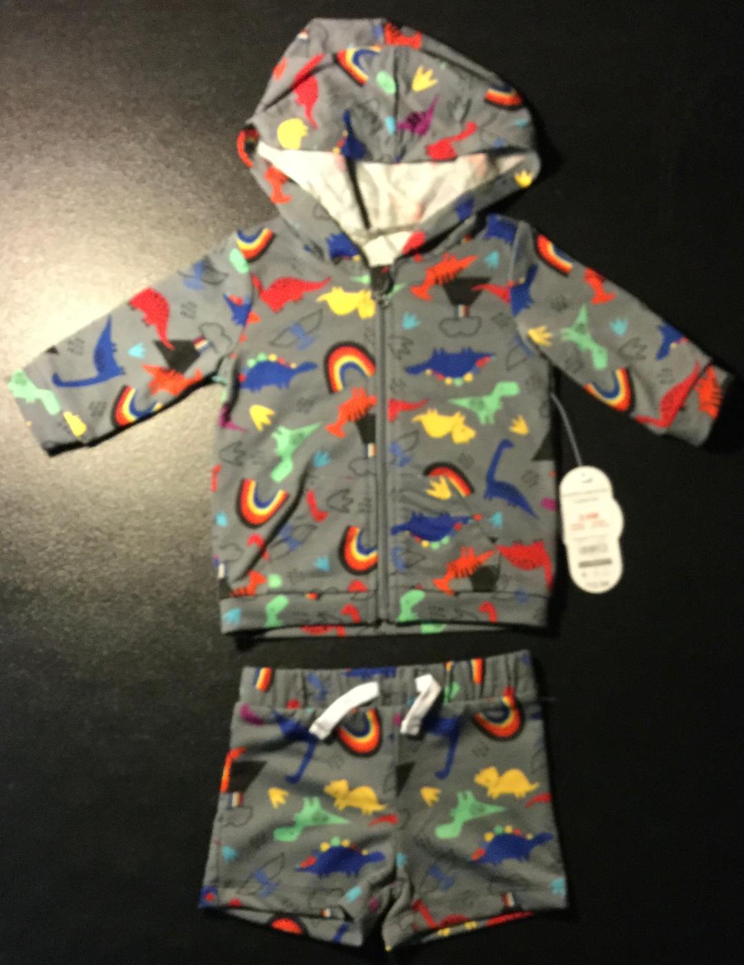 WONDER NATION - New With Tag - WN Dino Print Active Hoody Set 3-6M