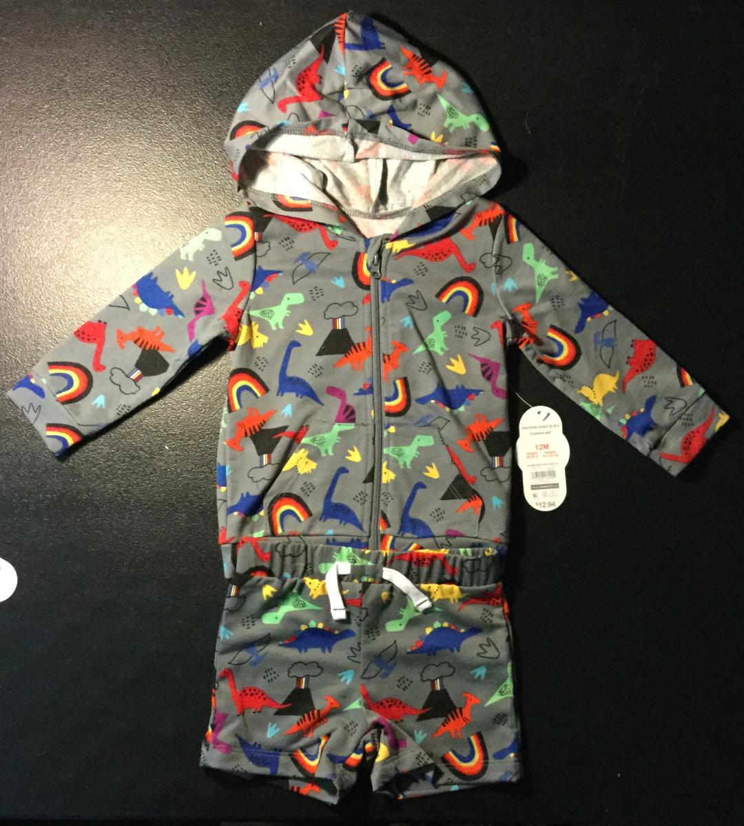 WONDER NATION - New With Tag - WN Dino Print Active Hoody Set 12M